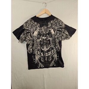 U.S. Navy Graphic Print Black Short Sleeve Mens T-Shirt Anchor Eagle #1620